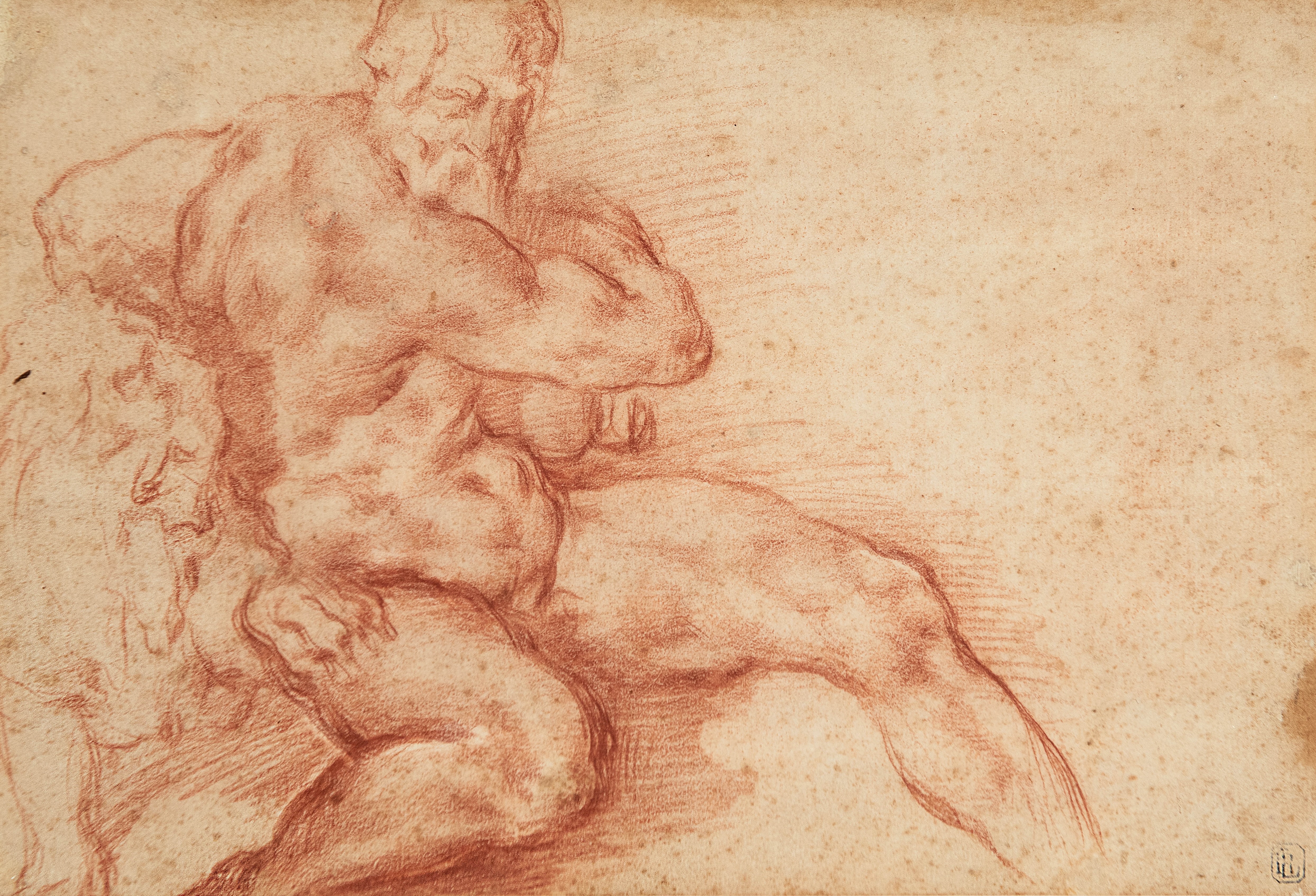 A River God with a Lion [recto]; A Standing Sibyl with Two Putti, after Polidoro da Caravaggio [verso]